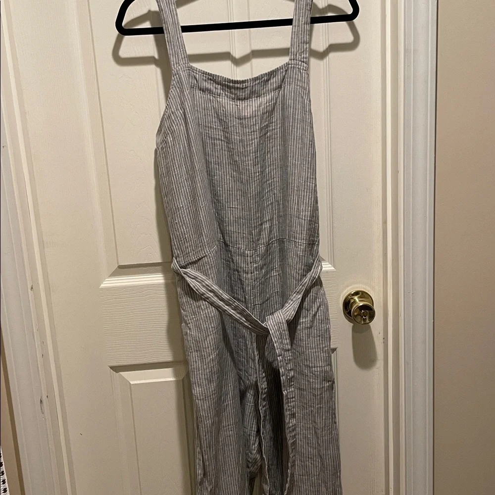 Everlane linen stripe jumpsuit